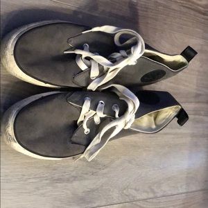 Grey Leather Converse High Tops